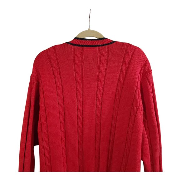 Vintage Jantzen Cableknit V-neck Grandpa Cardigan Sweater in Red Women's Large - Picture 5 of 6